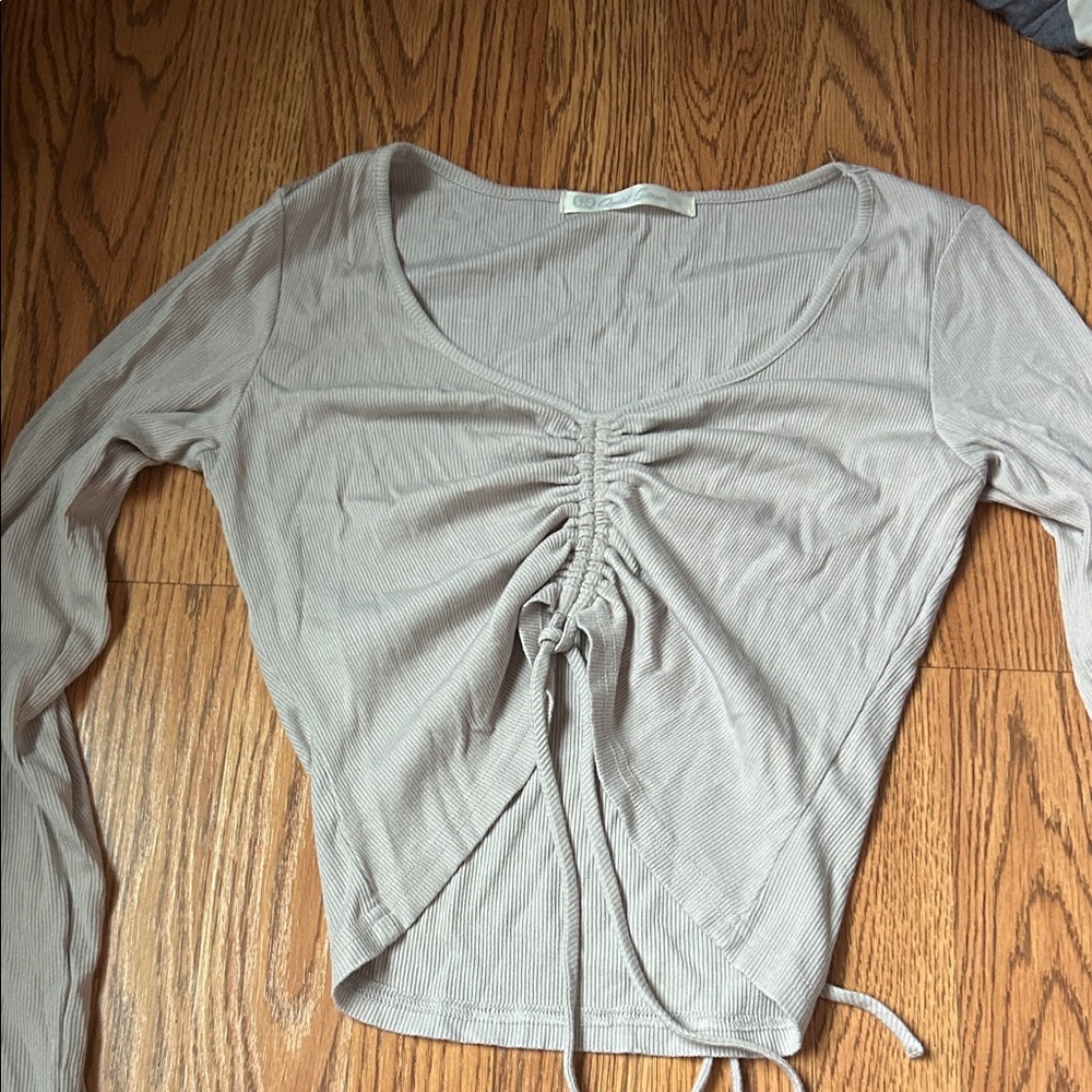 quiet storm ribbed Ruched Long Sleeve Top